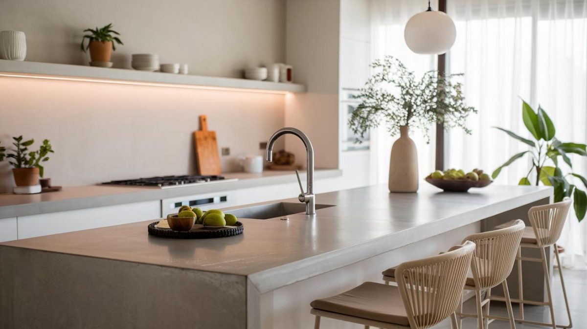 Avantages et astuces pour un plan de travail en béton ciré dans la cuisine